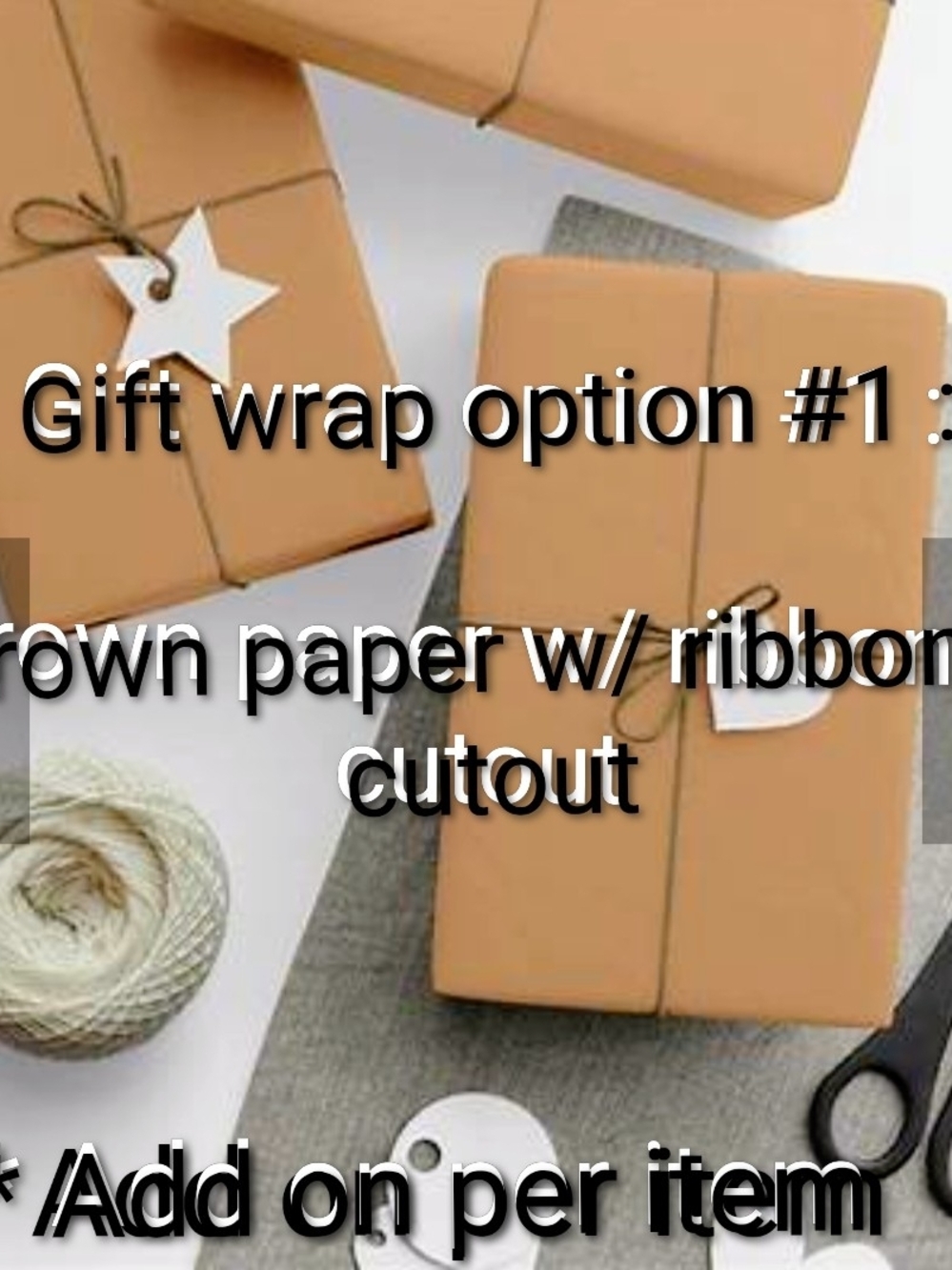 Brown Paper Gift Wrap Complete w/ Card